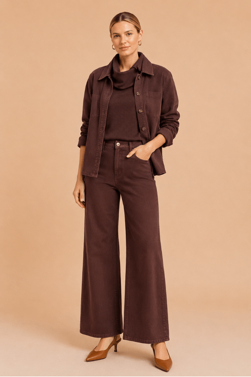 CALCA WIDE LEG DENIM CAFE